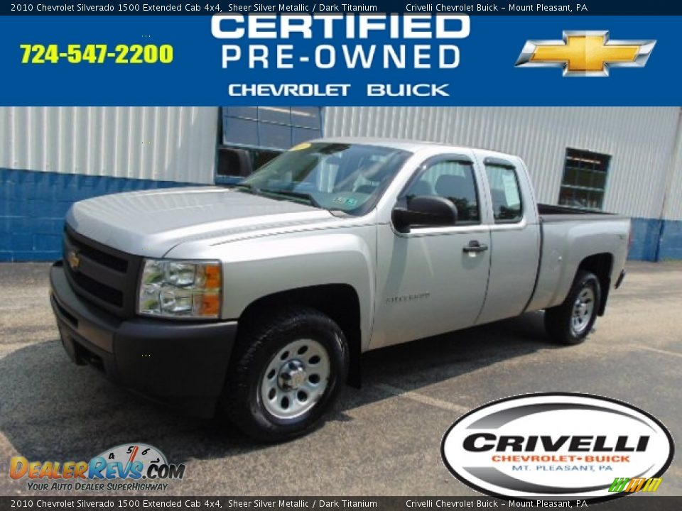 2010 Chevrolet Silverado 1500 Extended Cab 4x4 Sheer Silver Metallic / Dark Titanium Photo #1