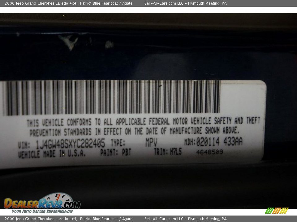 2000 Jeep Grand Cherokee Laredo 4x4 Patriot Blue Pearlcoat / Agate Photo #22