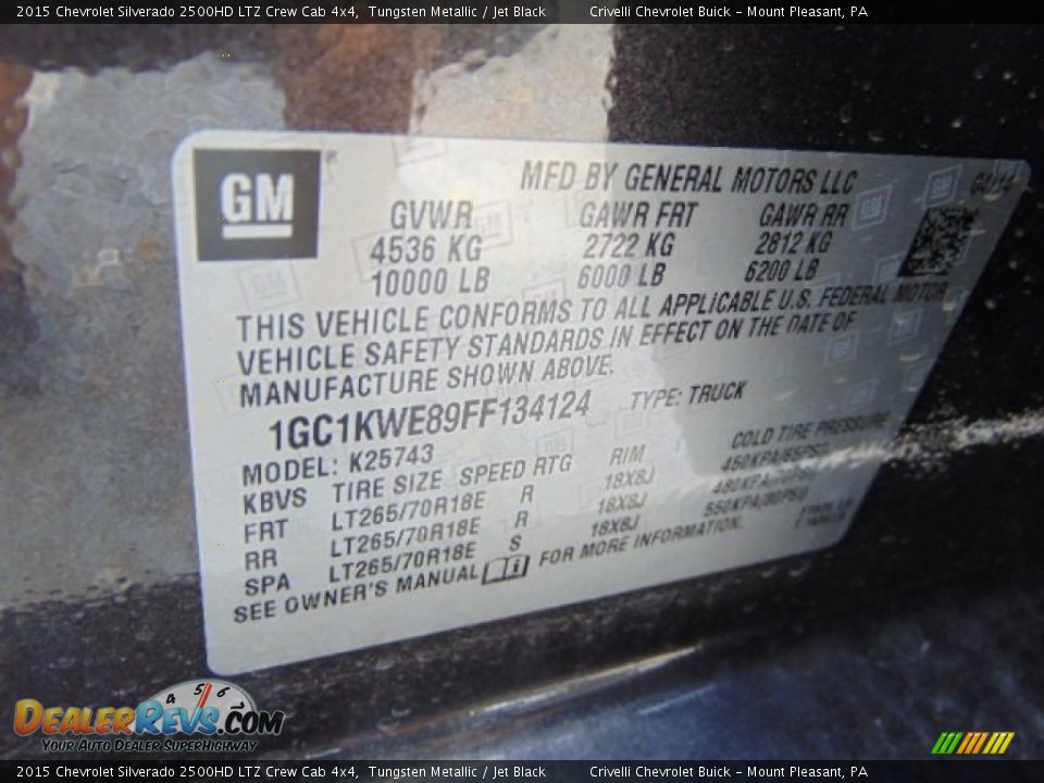 2015 Chevrolet Silverado 2500HD LTZ Crew Cab 4x4 Tungsten Metallic / Jet Black Photo #25
