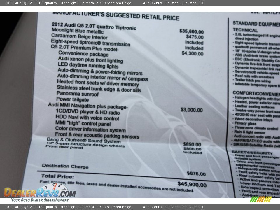 2012 Audi Q5 2.0 TFSI quattro Moonlight Blue Metallic / Cardamom Beige Photo #10