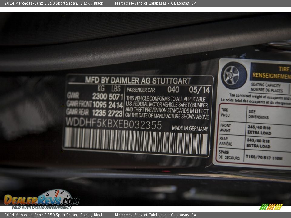 2014 Mercedes-Benz E 350 Sport Sedan Black / Black Photo #7