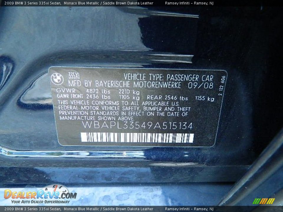 2009 BMW 3 Series 335xi Sedan Monaco Blue Metallic / Saddle Brown Dakota Leather Photo #5