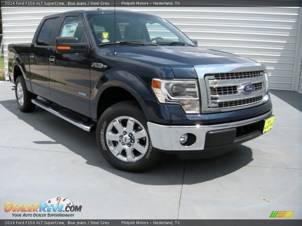 2014 Ford F150 XLT SuperCrew Blue Jeans / Steel Grey Photo #2
