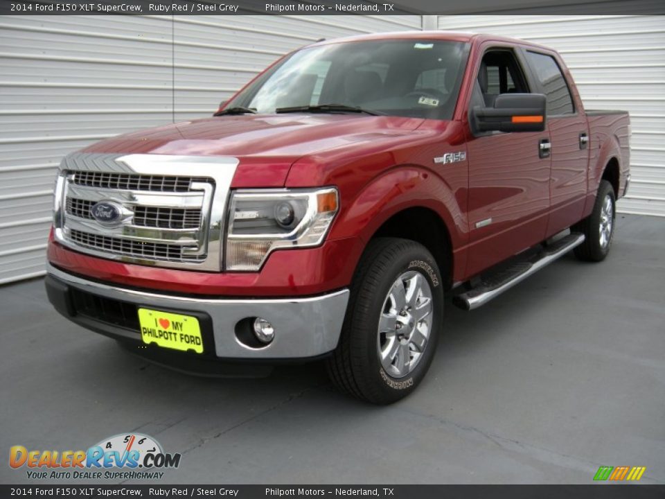 2014 Ford F150 XLT SuperCrew Ruby Red / Steel Grey Photo #7