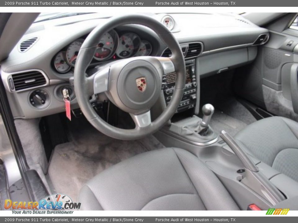 2009 Porsche 911 Turbo Cabriolet Meteor Grey Metallic / Black/Stone Grey Photo #16