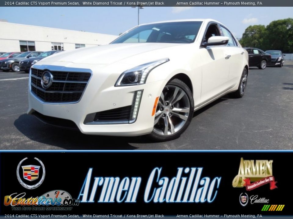 2014 Cadillac CTS Vsport Premium Sedan White Diamond Tricoat / Kona Brown/Jet Black Photo #1