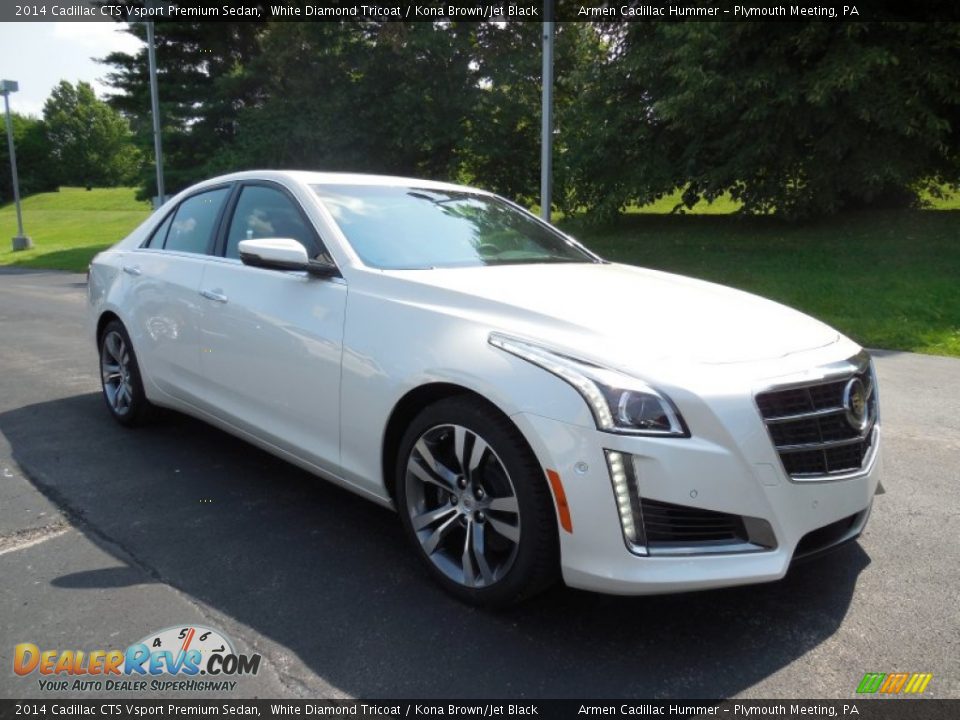 2014 Cadillac CTS Vsport Premium Sedan White Diamond Tricoat / Kona Brown/Jet Black Photo #3