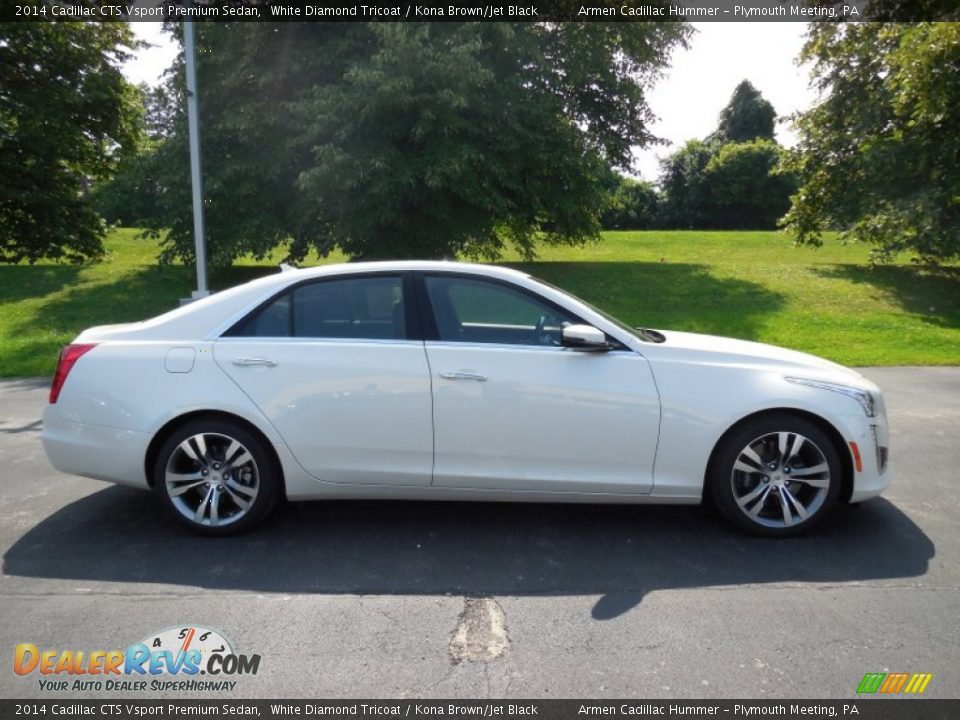 2014 Cadillac CTS Vsport Premium Sedan White Diamond Tricoat / Kona Brown/Jet Black Photo #4