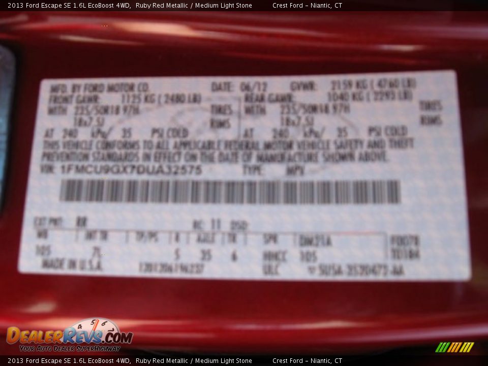 2013 Ford Escape SE 1.6L EcoBoost 4WD Ruby Red Metallic / Medium Light Stone Photo #15