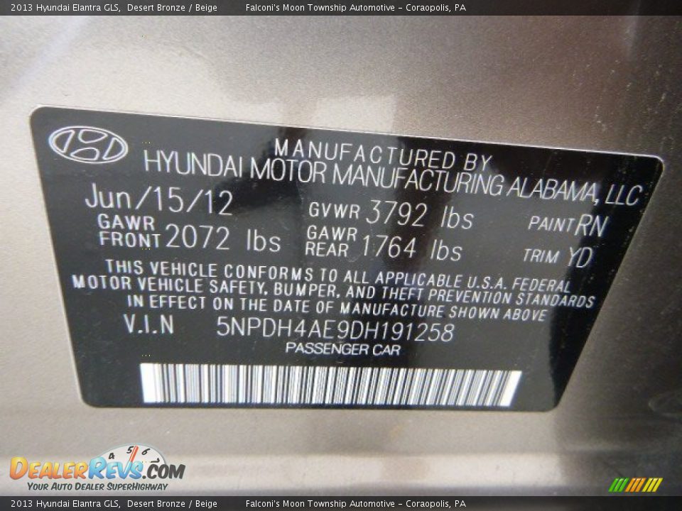 2013 Hyundai Elantra GLS Desert Bronze / Beige Photo #4