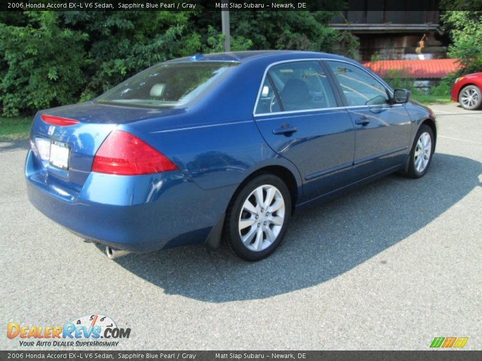 2006 Honda Accord EX-L V6 Sedan Sapphire Blue Pearl / Gray Photo #6
