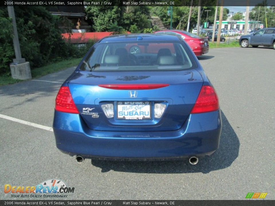 2006 Honda Accord EX-L V6 Sedan Sapphire Blue Pearl / Gray Photo #7