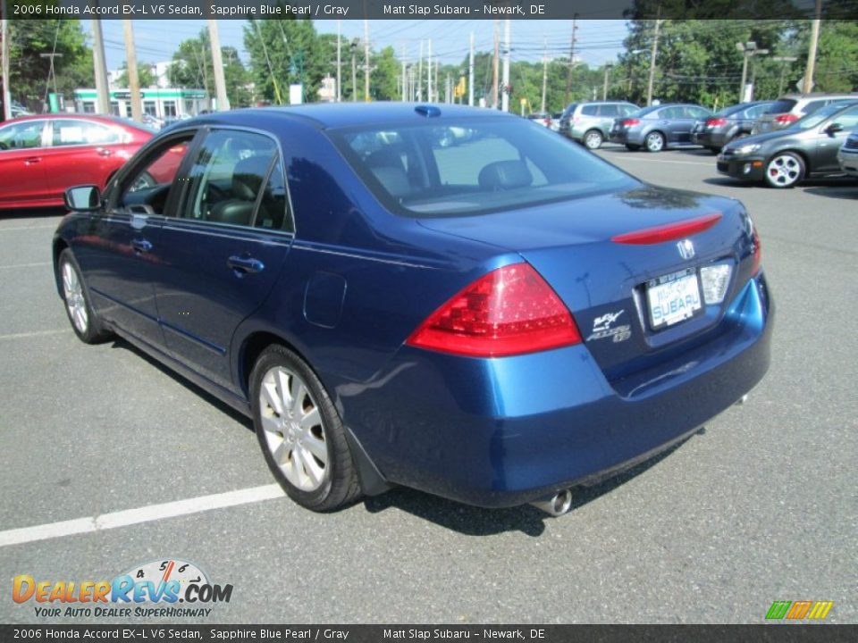 2006 Honda Accord EX-L V6 Sedan Sapphire Blue Pearl / Gray Photo #8