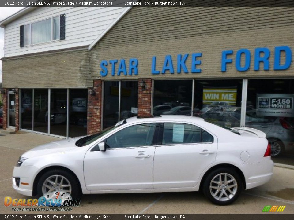 2012 Ford Fusion SEL V6 White Suede / Medium Light Stone Photo #7