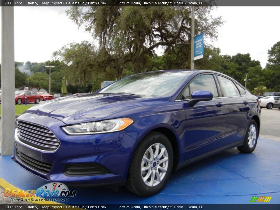 2015 Ford Fusion S Deep Impact Blue Metallic / Earth Gray Photo #1