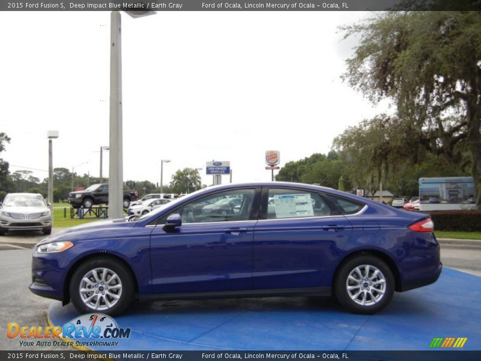 2015 Ford Fusion S Deep Impact Blue Metallic / Earth Gray Photo #2