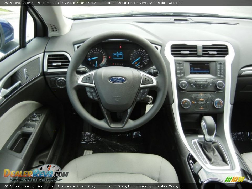 2015 Ford Fusion S Deep Impact Blue Metallic / Earth Gray Photo #8