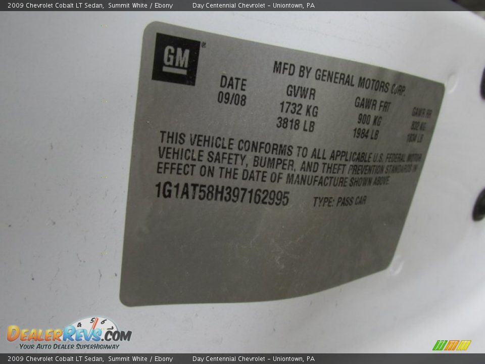 2009 Chevrolet Cobalt LT Sedan Summit White / Ebony Photo #19