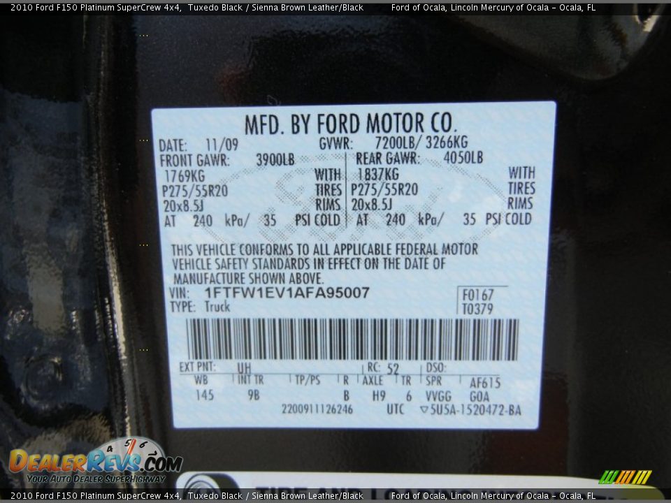 2010 Ford F150 Platinum SuperCrew 4x4 Tuxedo Black / Sienna Brown Leather/Black Photo #27