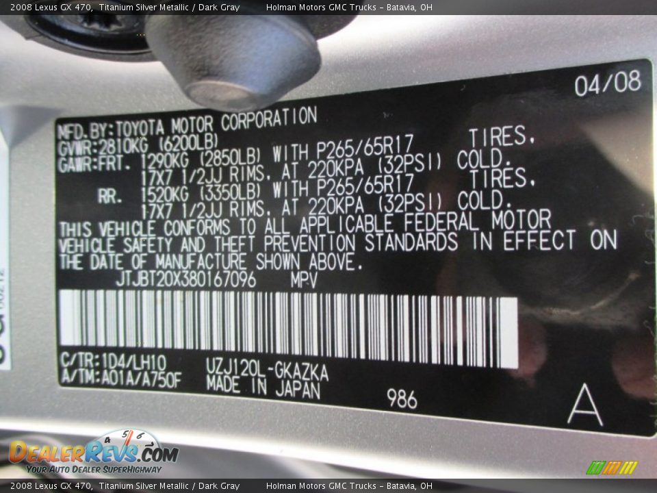 2008 Lexus GX 470 Titanium Silver Metallic / Dark Gray Photo #4