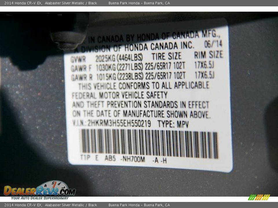 2014 Honda CR-V EX Alabaster Silver Metallic / Black Photo #22