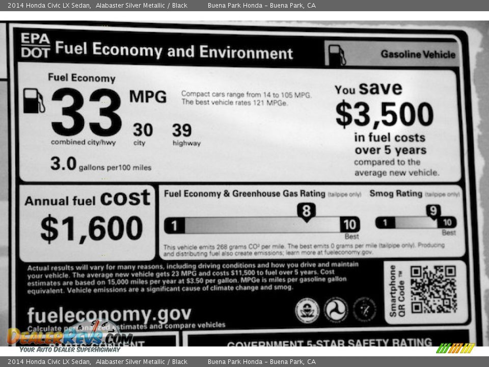 2014 Honda Civic LX Sedan Alabaster Silver Metallic / Black Photo #18