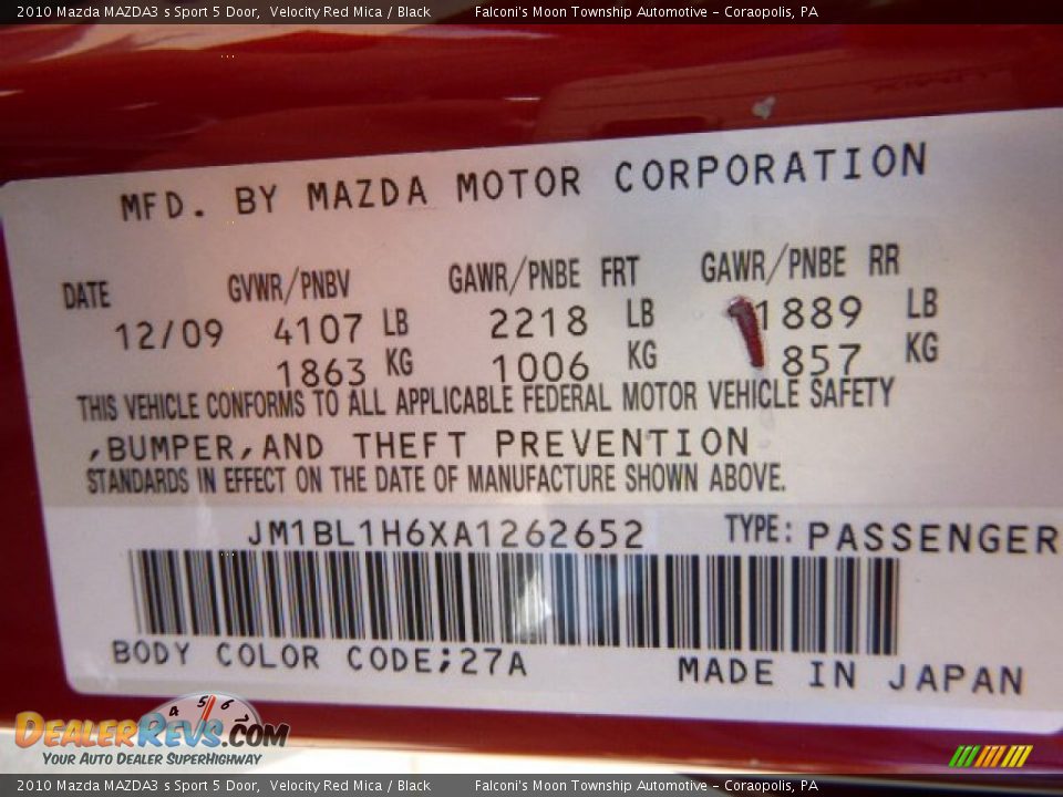 2010 Mazda MAZDA3 s Sport 5 Door Velocity Red Mica / Black Photo #4