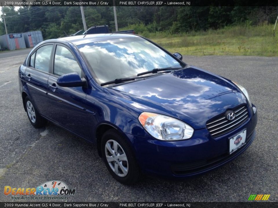 2009 Hyundai Accent GLS 4 Door Dark Sapphire Blue / Gray Photo #3
