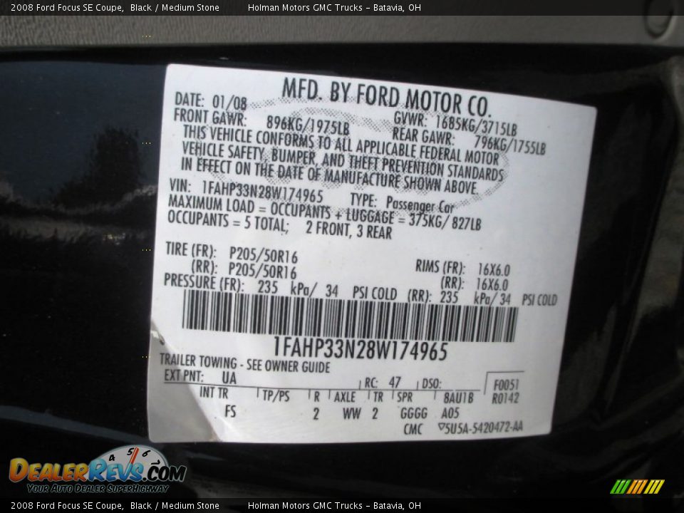 2008 Ford Focus SE Coupe Black / Medium Stone Photo #4