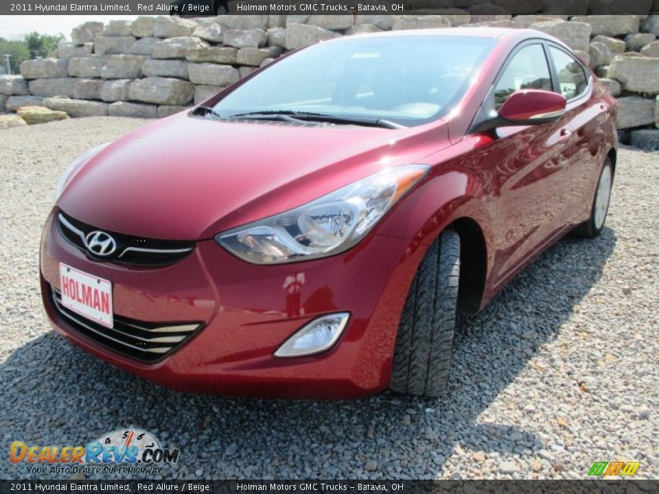 2011 Hyundai Elantra Limited Red Allure / Beige Photo #2