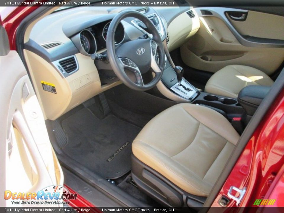 2011 Hyundai Elantra Limited Red Allure / Beige Photo #6