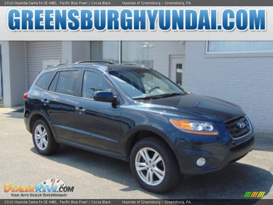 2010 Hyundai Santa Fe SE 4WD Pacific Blue Pearl / Cocoa Black Photo #1