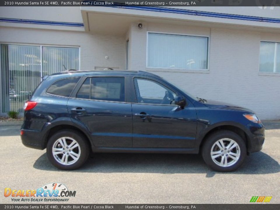 2010 Hyundai Santa Fe SE 4WD Pacific Blue Pearl / Cocoa Black Photo #2