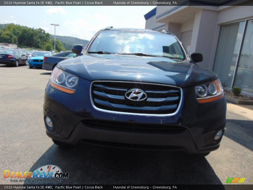 2010 Hyundai Santa Fe SE 4WD Pacific Blue Pearl / Cocoa Black Photo #5