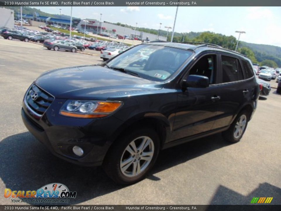 2010 Hyundai Santa Fe SE 4WD Pacific Blue Pearl / Cocoa Black Photo #6