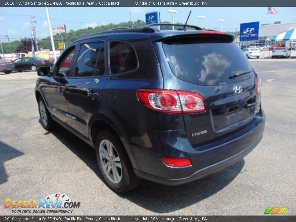 2010 Hyundai Santa Fe SE 4WD Pacific Blue Pearl / Cocoa Black Photo #7