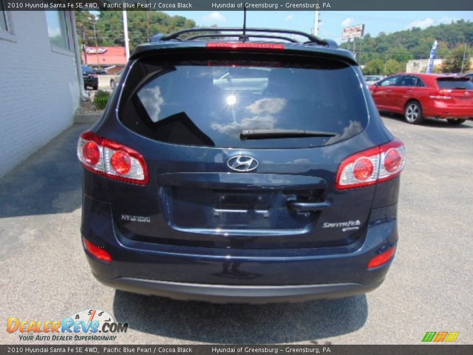 2010 Hyundai Santa Fe SE 4WD Pacific Blue Pearl / Cocoa Black Photo #8