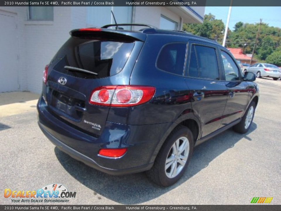 2010 Hyundai Santa Fe SE 4WD Pacific Blue Pearl / Cocoa Black Photo #9