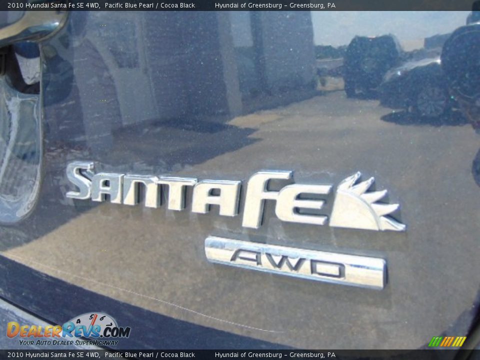 2010 Hyundai Santa Fe SE 4WD Pacific Blue Pearl / Cocoa Black Photo #10