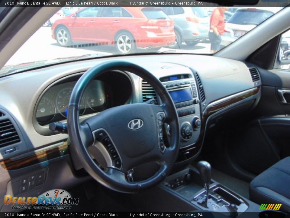 2010 Hyundai Santa Fe SE 4WD Pacific Blue Pearl / Cocoa Black Photo #12