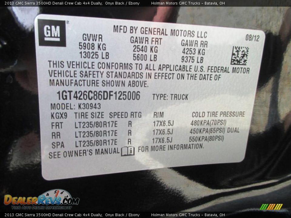 2013 GMC Sierra 3500HD Denali Crew Cab 4x4 Dually Onyx Black / Ebony Photo #6
