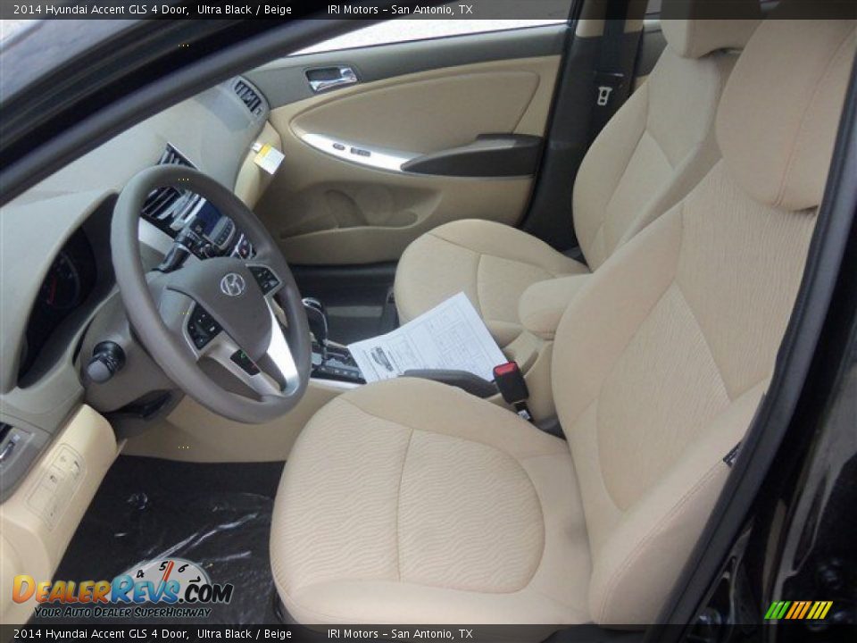 2014 Hyundai Accent GLS 4 Door Ultra Black / Beige Photo #6
