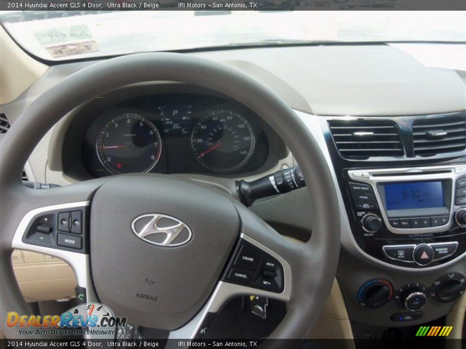 2014 Hyundai Accent GLS 4 Door Ultra Black / Beige Photo #7