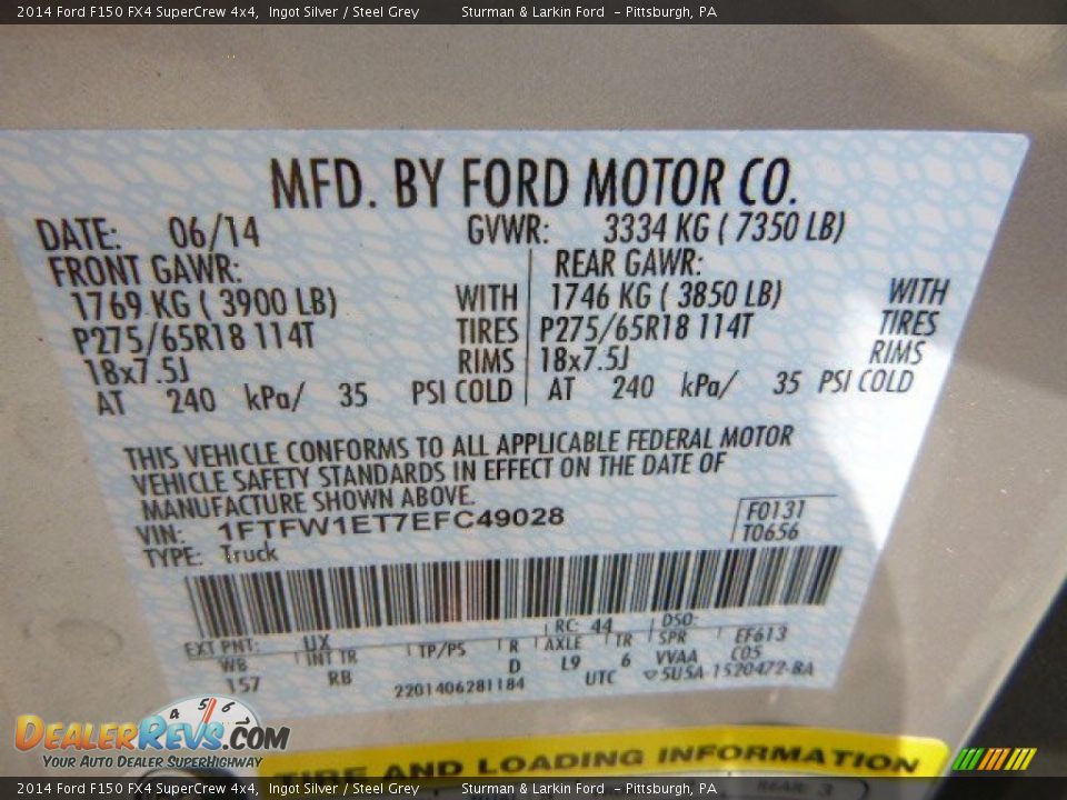 2014 Ford F150 FX4 SuperCrew 4x4 Ingot Silver / Steel Grey Photo #14