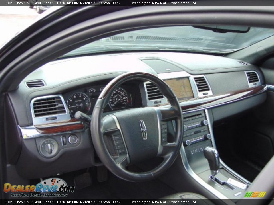 2009 Lincoln MKS AWD Sedan Dark Ink Blue Metallic / Charcoal Black Photo #10