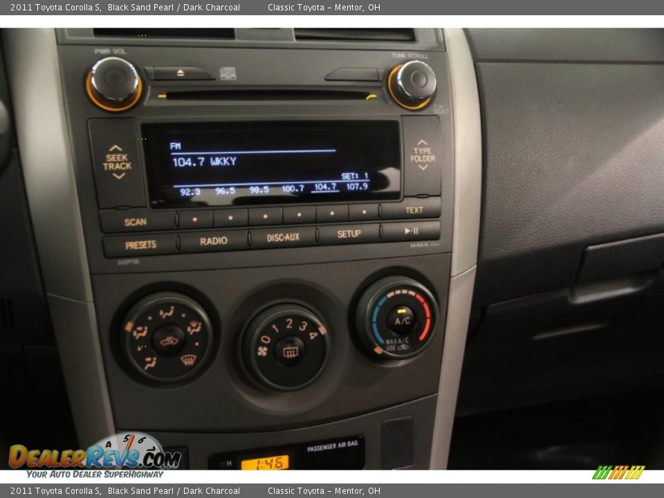 2011 Toyota Corolla S Black Sand Pearl / Dark Charcoal Photo #8
