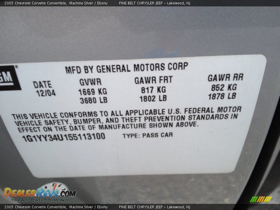 2005 Chevrolet Corvette Convertible Machine Silver / Ebony Photo #12