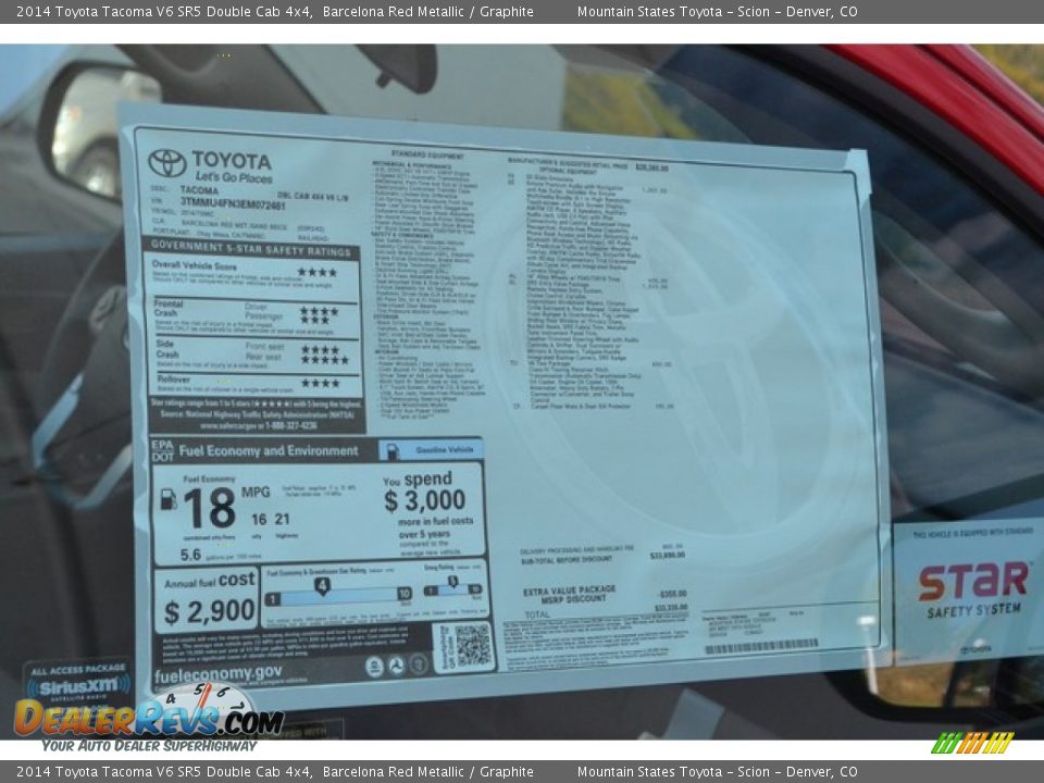 2014 Toyota Tacoma V6 SR5 Double Cab 4x4 Barcelona Red Metallic / Graphite Photo #10