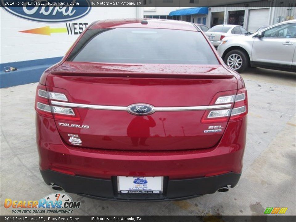 2014 Ford Taurus SEL Ruby Red / Dune Photo #7