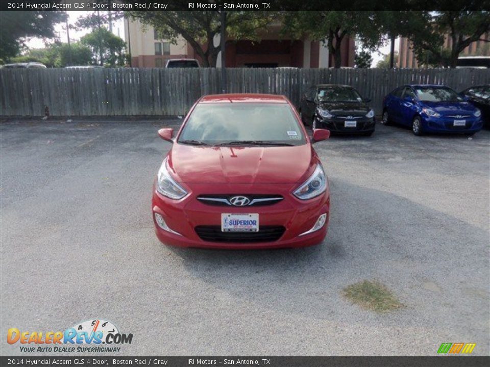 2014 Hyundai Accent GLS 4 Door Boston Red / Gray Photo #2